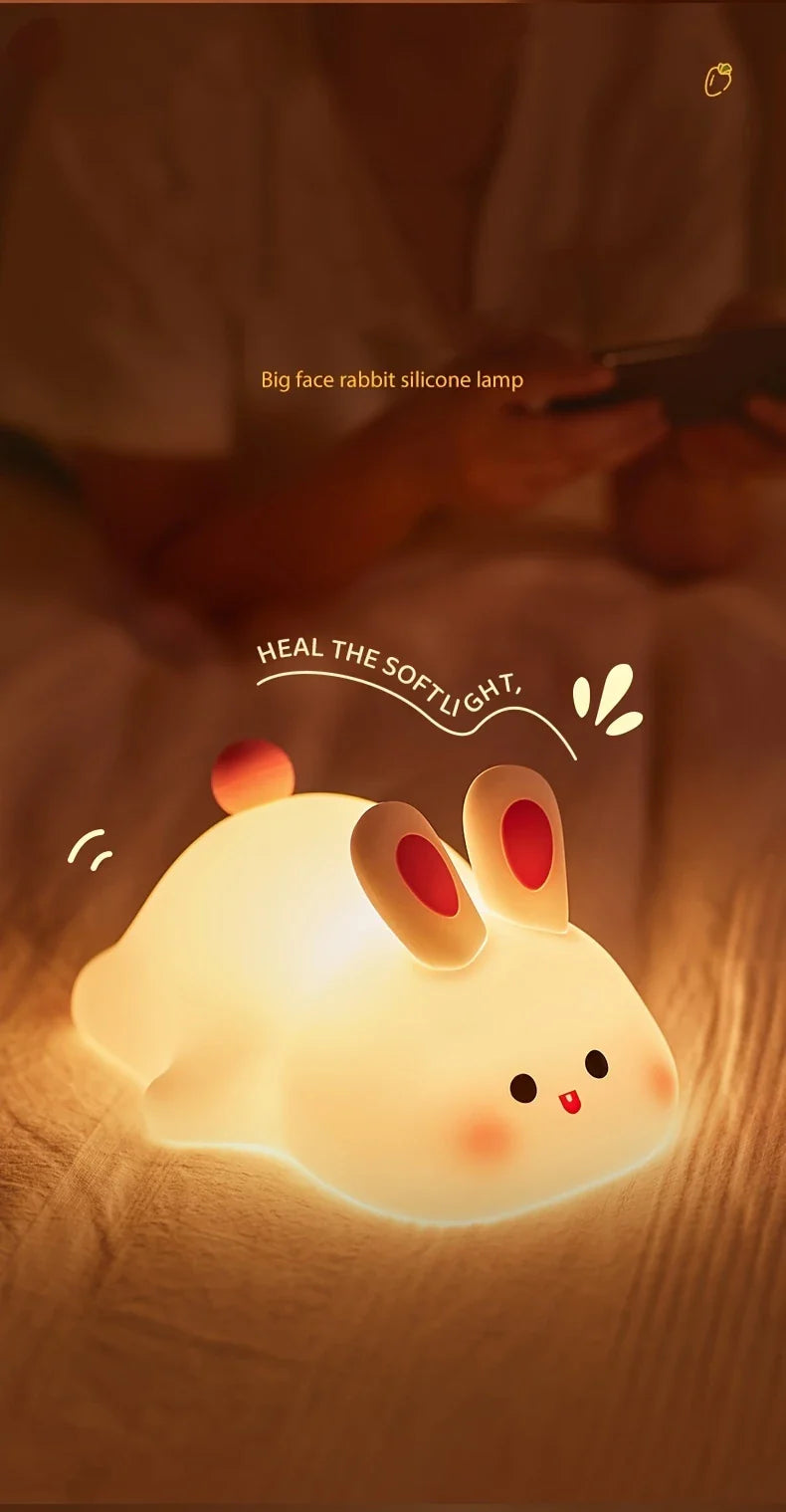 Cute Panda Night Light for Kids LED Panda & Rabbit Lamp Food Grade Silicone Novelty Animal Night Lamp