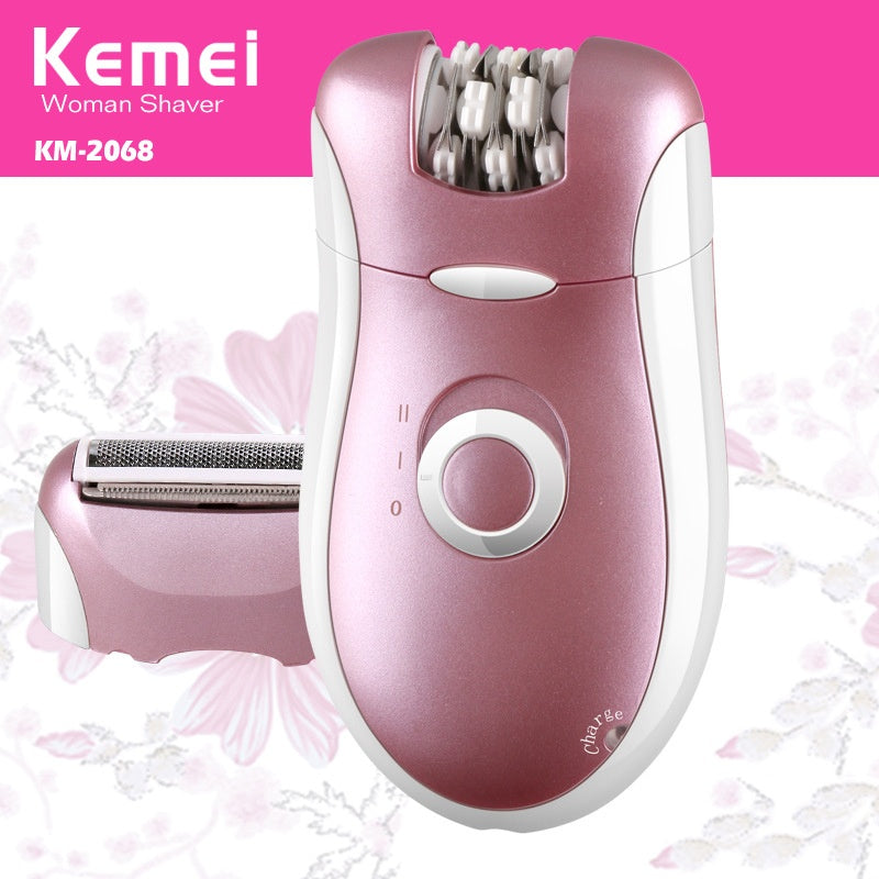 Original Kemei KM-2068 2 In 1 Electric Rechargeable Woman Epilator Beard Shaver Epilator for Body