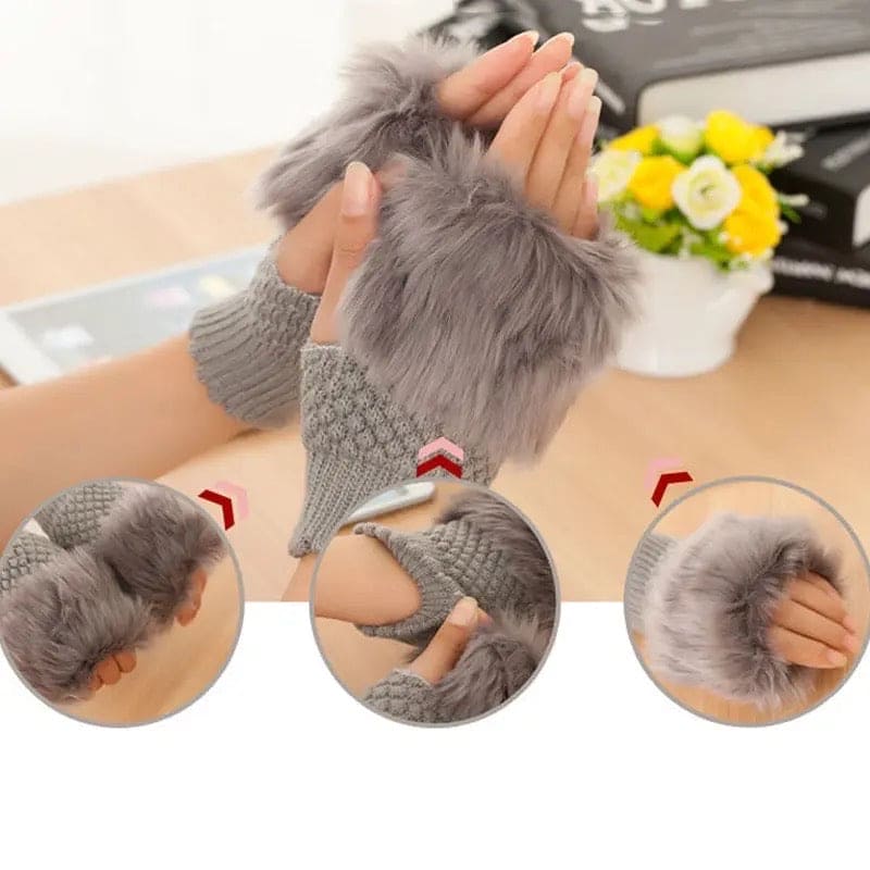 Korean Hand Fur Wool Gloves