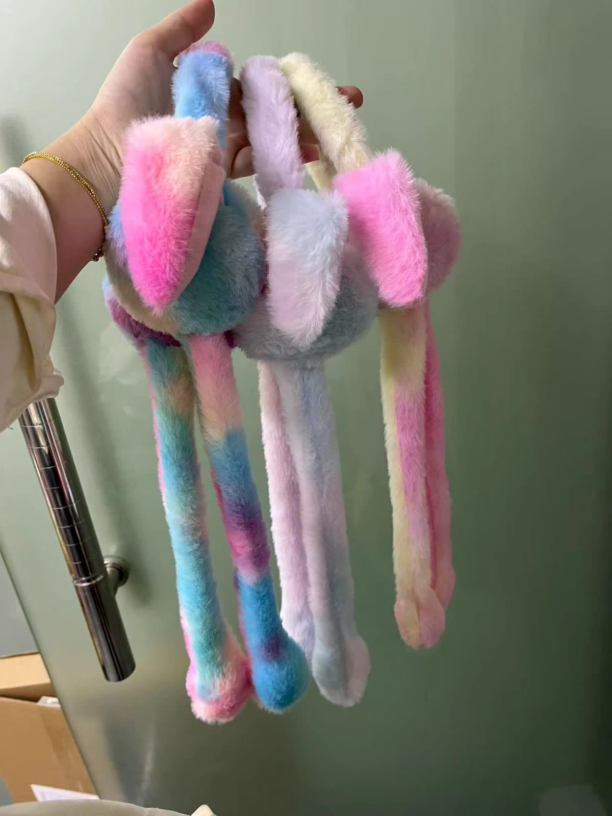 Cute jumping rabbit ear chuchu sound earmuffs for kids girls boys