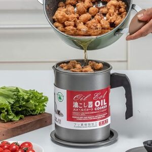 Stainless Steel Oil Filter Pot, Kitchen Oil Separator And Storage Can With Fine Mesh Strainer