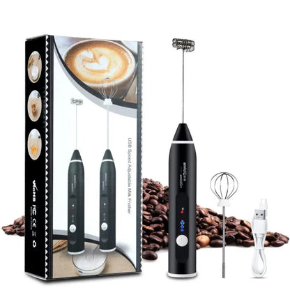3-Speed USB Rechargeable Milk Frother – Handheld Coffee & Foam Maker