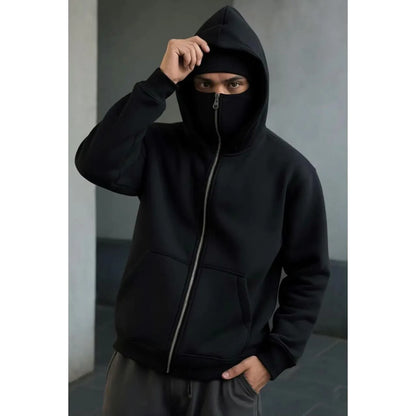 New Black Ninja Balaclava Zipper Hoodies For Men