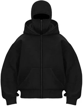 New Black Ninja Balaclava Zipper Hoodies For Men