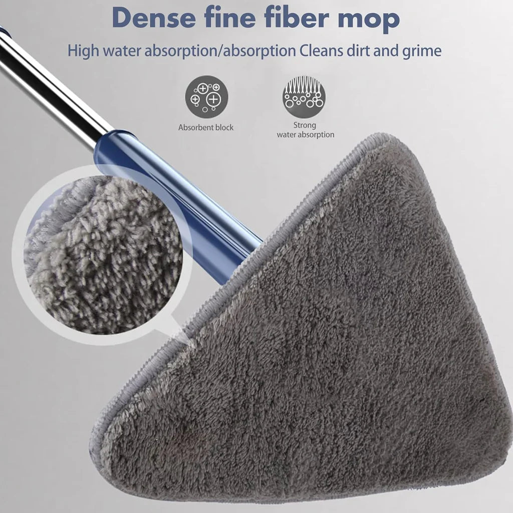360° Rotatable Adjustable Triangle Multifunctional Cleaning Mop Triangle Mop with Stainless Steel Long Handle Push-Pull Squeezing Cleaning Mop Dry & Wet Mop for Floor Windows Ceiling