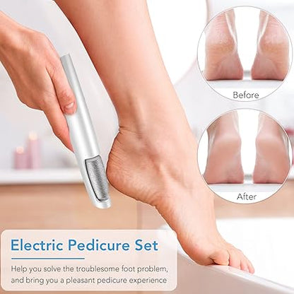 Electric Callus Remover for Feet, Professional Pedicure Kit Foot Scrubber for Dry, Dead, Cracked, Hard Skin, at Home Feet Spa Care Kit for Men & Women