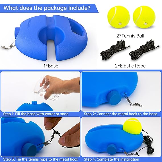 Tennis Trainer Nylon Rebound Ball, Solo Training Equipment for Self-Practice, Portable Rebounder Kit With String Balls, Suitable for Beginner Sport Exercise,