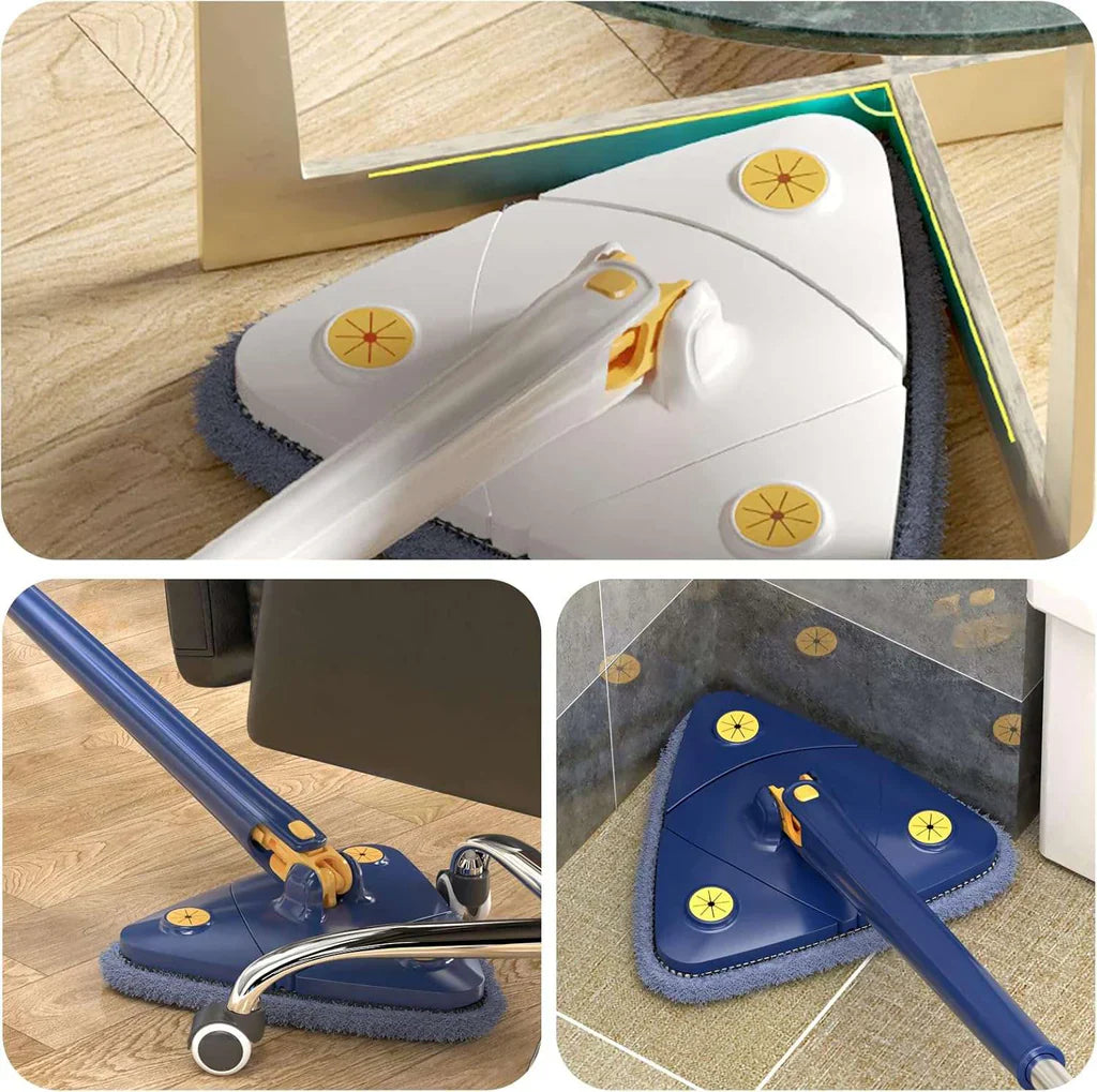 360° Rotatable Adjustable Triangle Multifunctional Cleaning Mop Triangle Mop with Stainless Steel Long Handle Push-Pull Squeezing Cleaning Mop Dry & Wet Mop for Floor Windows Ceiling
