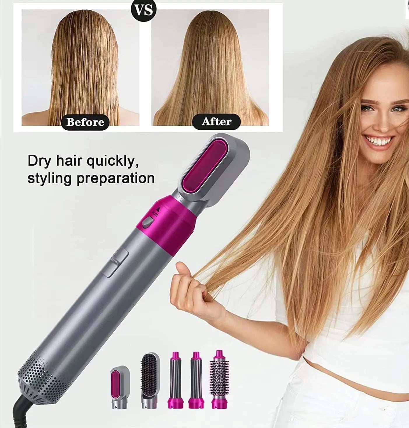 5 in 1 Hair Styler multi-function Professional Styling Tool hair dryer, hair curler, hot air comb, hair straightener