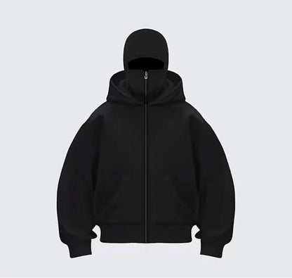 New Black Ninja Balaclava Zipper Hoodies For Men