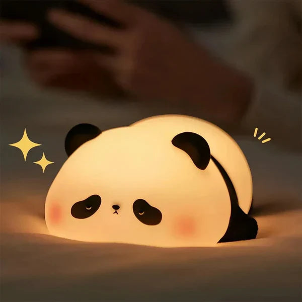 Cute Panda Night Light for Kids LED Panda & Rabbit Lamp Food Grade Silicone Novelty Animal Night Lamp