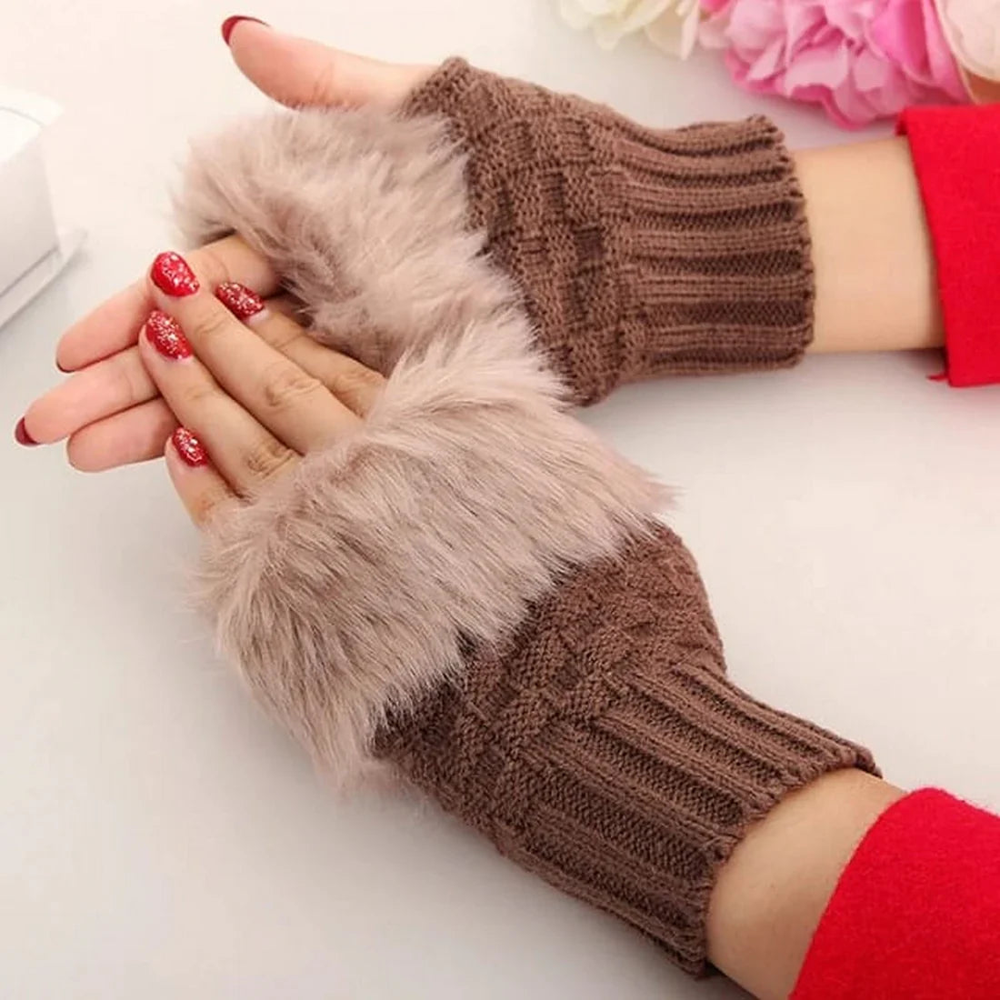 Korean Hand Fur Wool Gloves