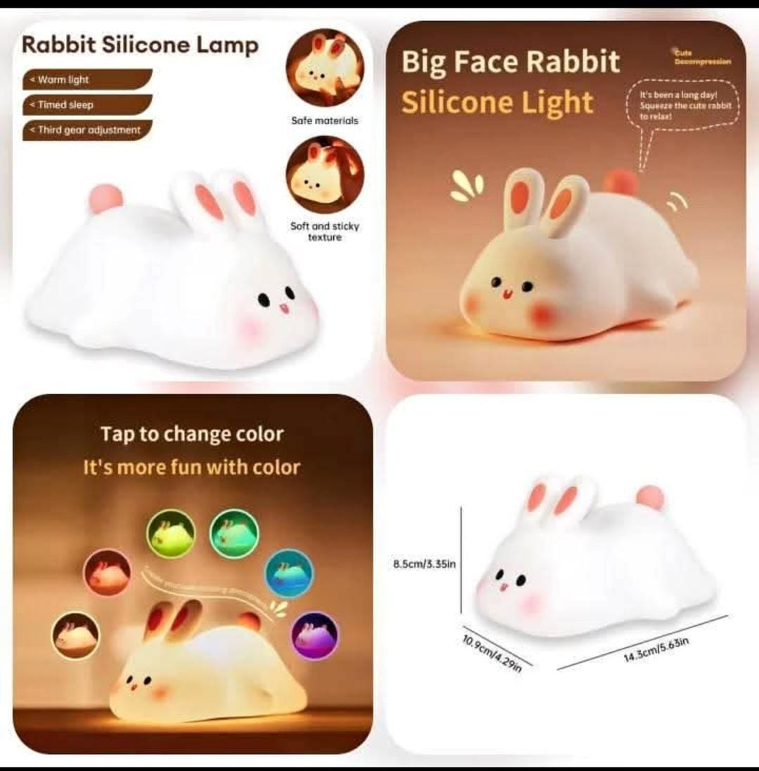 Cute Panda Night Light for Kids LED Panda & Rabbit Lamp Food Grade Silicone Novelty Animal Night Lamp