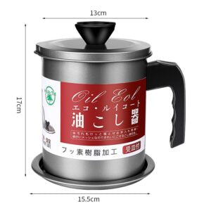 Stainless Steel Oil Filter Pot, Kitchen Oil Separator And Storage Can With Fine Mesh Strainer