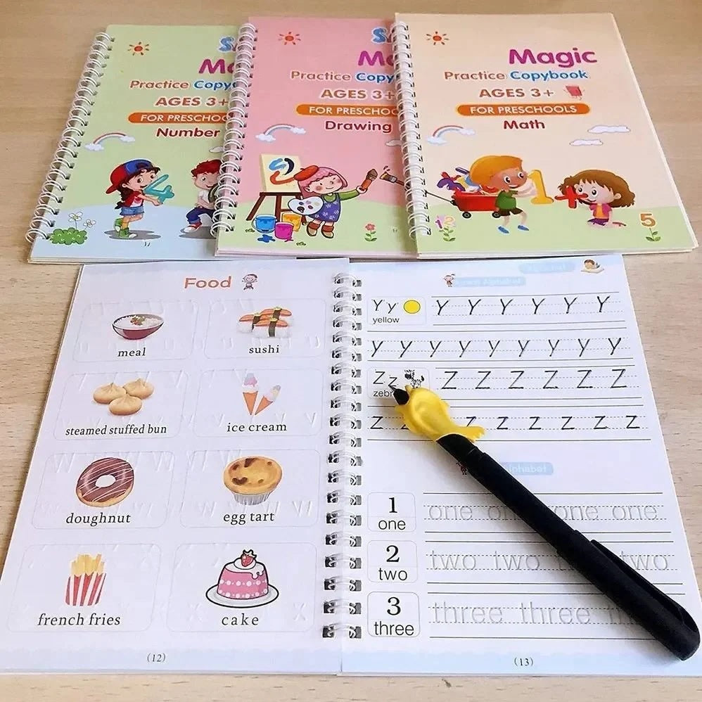Magic Practice Copybook (4 Books + 10 Refills + 1 Pen)