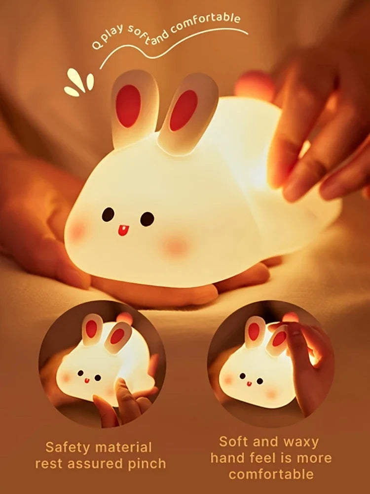 Cute Panda Night Light for Kids LED Panda & Rabbit Lamp Food Grade Silicone Novelty Animal Night Lamp