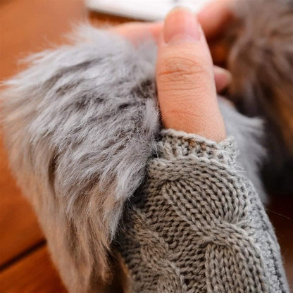 Korean Hand Fur Wool Gloves
