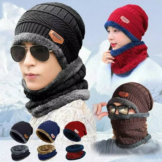 🧢 New Stylish Cotton Beanie Full Set (2-Piece) ❄️