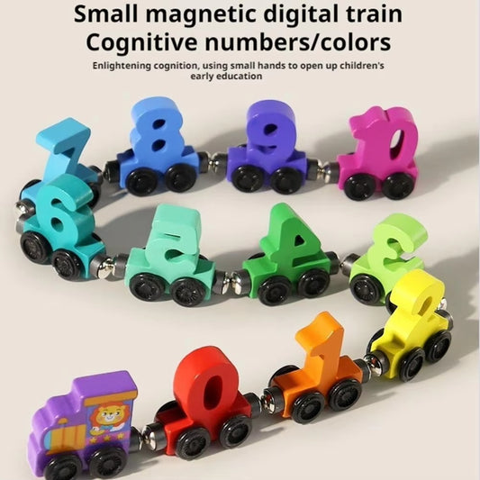 Magnetic Wooden Train Set for Toddlers